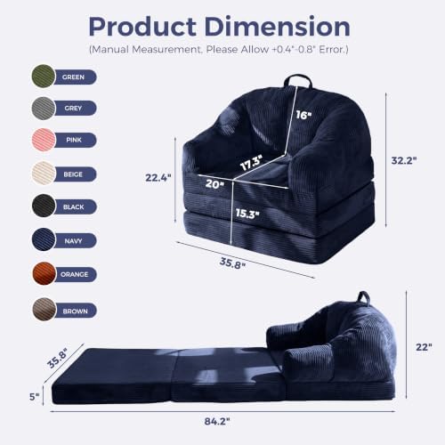 MAXYOYO Folding Sofa Bed with Backrest, Boneless Fold Out Couch with Handle - Image 2
