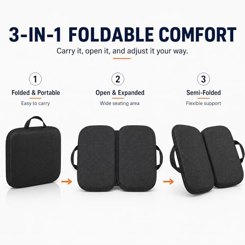Sojoy 3 in 1 Foldable Gel Seat Cushion Featured with Memory Foam Breathable Seat Cushion for Pressure Relief (Size: 18.5“ x 15" x 2"，Black Mesh) - Image 4