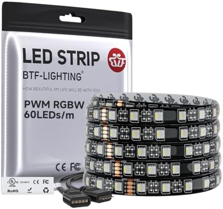 BTF-LIGHTING RGBW LED Strip Cool White 16.4ft 60LED DC24V UL Listed IP65 by BTF-LIGHTING
