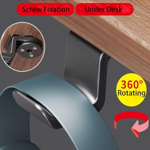 Headphone Hook Under Desk Holder Hanger Nylon 360° Rotating Adjustable Lightweight Students' Desk Hook Mount for Desk & Table Bag Backpack Headset Hook with 50lb Capacity (Screw Fixation) - Image 4