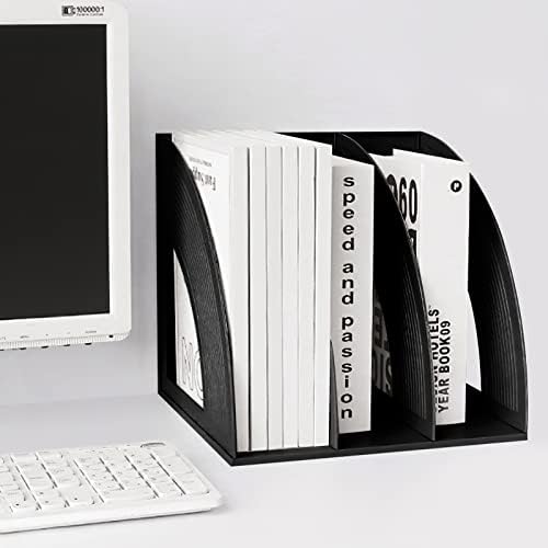 SAYEEC Magazine Holder Sturdy Binder Holder Desk File Sorter Plastic File Folder Organizer Stand Book Shelf Dividers Vertical Storage Rack Desktop Bookshelf Display Box for Office School Home (Black) - Image 6