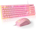 MageGee GT838 Gaming Keyboard and Mouse Combo, 104 Keys RGB Backlit Quiet Wired Keyboards for Laptop PC MAC, with Number Pad, Metal Panel, Anti-Ghosting, Pink by MageGee