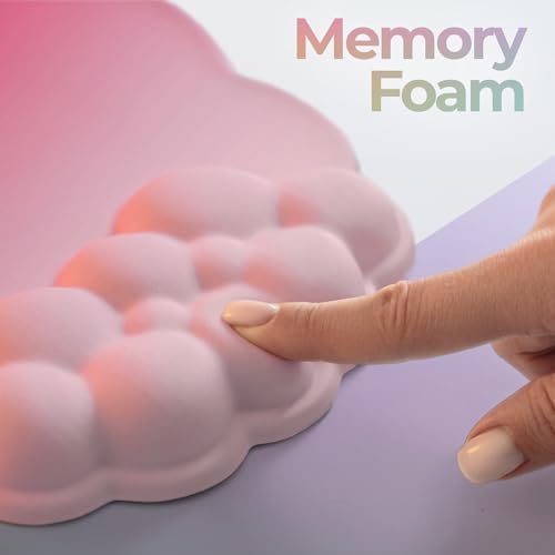 Premium Quality Cloud Wrist Rest Keyboard & Mouse Pad Set – Ergonomic Memory Foam Desk Accessories with Wrist Support for Office & Gaming – Pink Gradient - Image 5