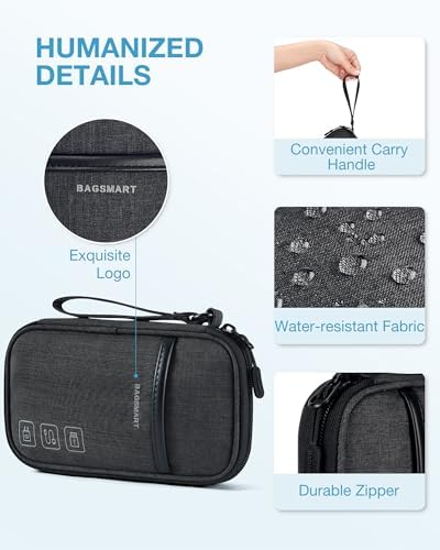 BAGSMART Electronics Travel Organizer for Cords Chargers Phones, Black - Image 6
