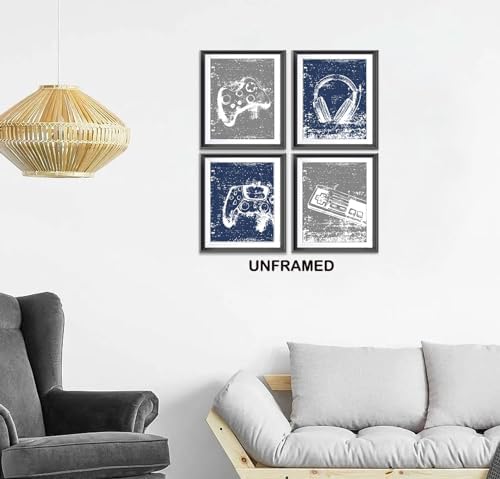 Retro Video Game Gaming Poster Prints for Home Boys Room Playroom Decor,Black And White Video Game Decorations Prints Wall Art Unframed 4pcs 8x10inches,Gift for Gamer Boys Gaming Love (8×10 inc) - Image 2