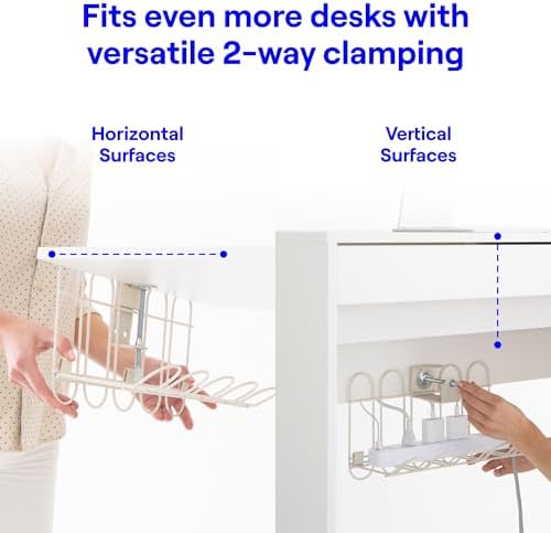 CarryUp Under Desk Cable Tray for Dorm Room - Cream - Image 5