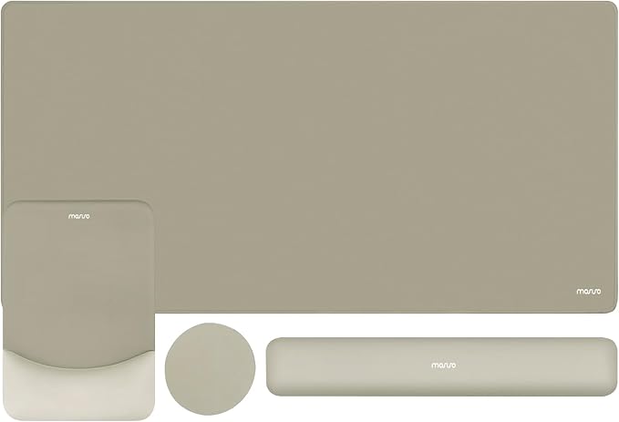 MOSISO Keyboard Mouse Pad Set, Large Gaming Mouse Pad&Keyboard Wrist Rest | Rectangular Mousepad with Wrist Rest&Coaster, Ergonomic Non-Slip&Easy Typing Pad with Curved Silicone Lining, Bronze Brown by MOSISO