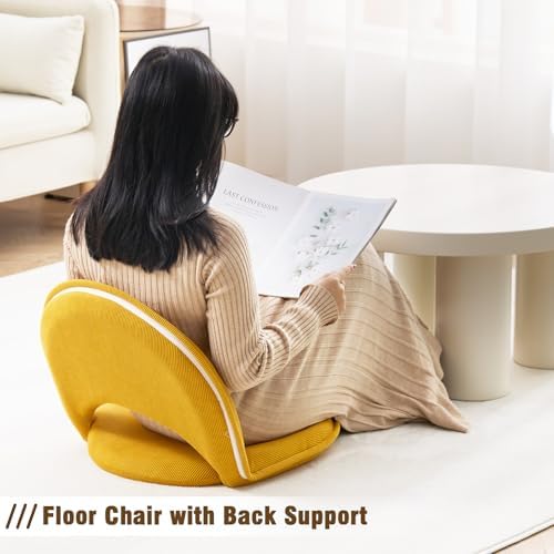 YOUKEEEJOJO Floor Chair 5-Position Adjustable Back Support Chair Foldable Camping, Floor Lounger,Corduroy Fabric, Video-Gaming Reading Watching, Indoor Outdoor Use(Yellow) - Image 6