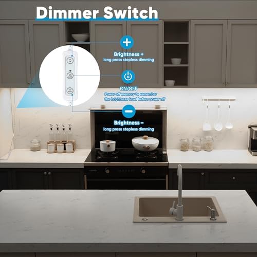 Litever Under Cabinet Lights Plug in, 3 pcs 12 Inches LED Light Strip Bars. Super Bright Dimmable Linkable for Kitchen Under Cabinets Shelf Work Space Desk Closet Lighting. Daylight 5000K - Image 2
