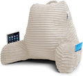 Nestl Reading Pillow with Shredded Memory Foam, Luxe Cut Plush Back Pillow for Sitting Up in Bed, Back and Arms Adjustable Support for Adult & Teens, Backrest Pillows with Washable Cover Linen by Nestl