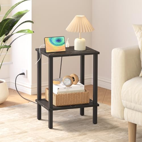 TUTOTAK End Table with Charging Station, Side Table, Nightstand - Image 4