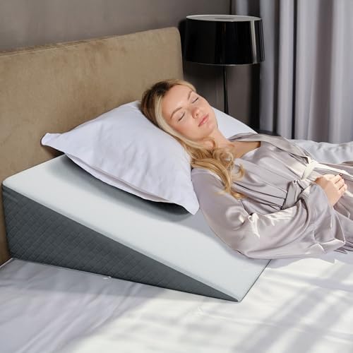Kolbs Extra Wide Bed Wedge Pillow for Sleep Apnea, More Room - More Comfort | with Chic Jacquard Cover - Headboard Wedges for Sleeping (Extra Wide 7.5" Height) by Kolbs