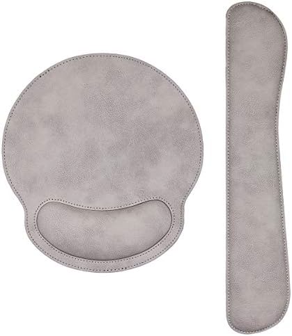 RICHEN Ergonomic PU Leather Keyboard Wrist Rest and Mouse Pad with Wrist Support, Memory Foam Set for Computer/Laptop,Gaming and Office, Comfortable for Easy Typing & Pain Relief (Gray White) by RICHEN
