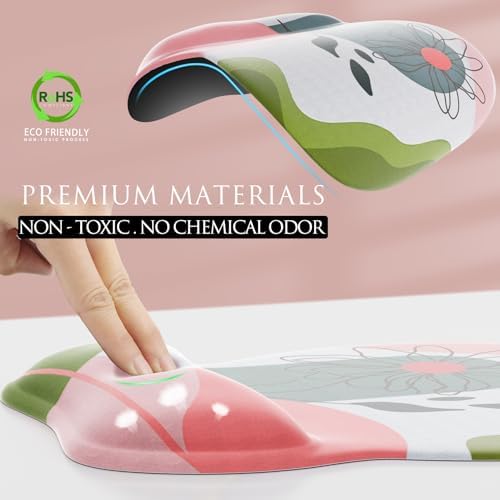 MROCO Ergonomic Mouse Pad with Gel Wrist Rest, 9.4 x 8.1 in, Pastel Petals - Image 3