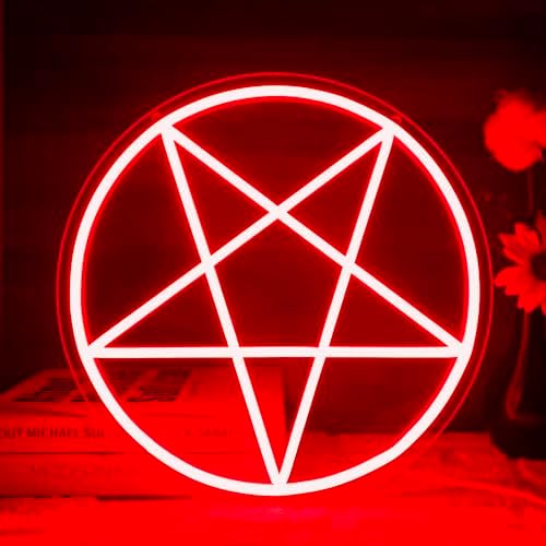 Allball Satanic Pentagram Neon Sign, Halloween Neon Light LED Gothic Pentagram Sign USB Powered Dimmable, for Halloween Party Game Room Home Bedroom Dorm College(13 * 13 In) by Unknown