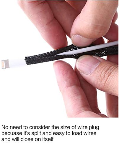 Alex Tech 25ft - 1/8 inch Cord Protector Wire Loom Tubing Cable Sleeve Split Sleeving For USB Cable Power Cord Audio Video Cable – Protect Cat From Chewing Cords - Black - Image 2