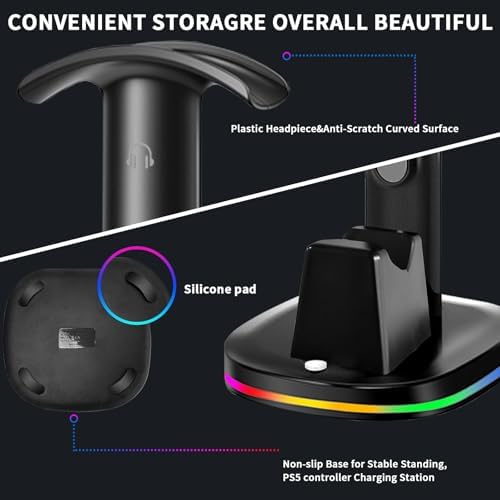 PS5 Controller Charging Dock with RGB Headphone Stand - Image 7