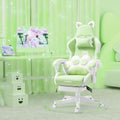 Vigosit Cute Cat Ears Gaming Chair for Women Girls - Ergonomic PU Leather Office Chair with Footrest cat paw Pillow, 360° Swivel Recliner, Green by VIGOSIT