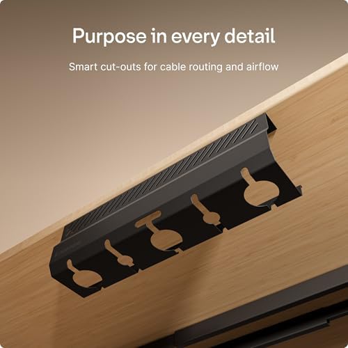 Desktronic Cable Duct Desk Black Set of 2 - Stainless Steel Cable Management Desk Cable Duct with 5 Cable Cut-Outs - Easy to Install Cable Organiser - Cable Holder - Image 5
