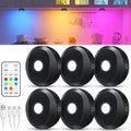 WILLED Under Cabinet Lighting Wireless,RGB Rechargeable Puck Lights with Remote Control,Battery Touch Tap Light with Timer Function,Stick On LED Lights for Kitchen,Cabinet,Counter,Closet,Shelf,6 Pack by WILLED