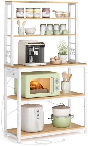 VASAGLE Coffee Bar, 31.5 Inches 6-Tier Baker's Rack with 6 Hooks by Unknown