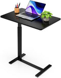 Overbed Bedside Table with Hidden Casters, Adjustable Pneumatic Mobile Laptop Computer Standing Desk, Rolling Laptop Table, Movable Overbed Table Hospital Home Use, Black by SimpleDeluxe