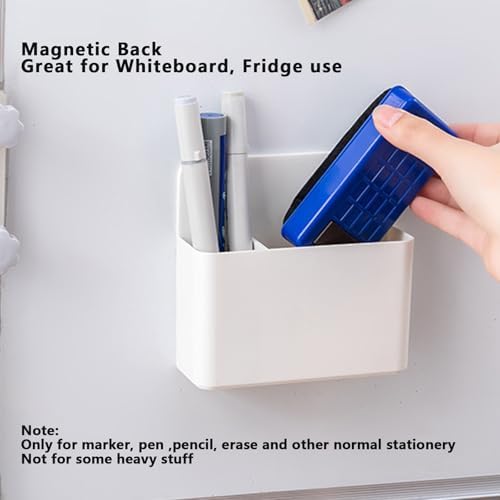 noonebutyou 4-in-1 Magnetic Marker Holder - Dry Erase, Wall Mount, Self-Adhesive Pen Holder for Whiteboard, Fridge, Home Office, School (White) - Image 3