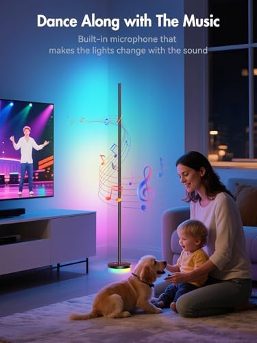 OIYN Corner Floor Lamp 2 Pack,RGBICW LED Corner Lamp with 1300lm Smart Modern Floor Lamp,App & Remote Control,Music Sync,Color Changing Standing Lamp for Bedroom Living Room and Gaming Rooms - Image 5