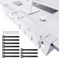 NODOCA No Drill Under Desk Cable Management Tray, 17'' Wire Management, Punch-Free Clamp on, Metal Cable Tray, Wire Organizer Under Desk, Under Desk Basket for Office and Home, White(2 Packs) by NODOCA