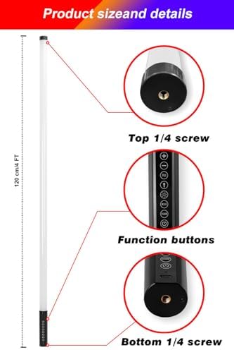 4Pack TL-130Pro RGB LED Tube Lights 4ft Stand with Case 5000mAh Battery Powered APP Control Music Sync 500+ Effects dj Lights Stick for Parties Studio Photography Wedding Booth Stage Lighting - Image 2