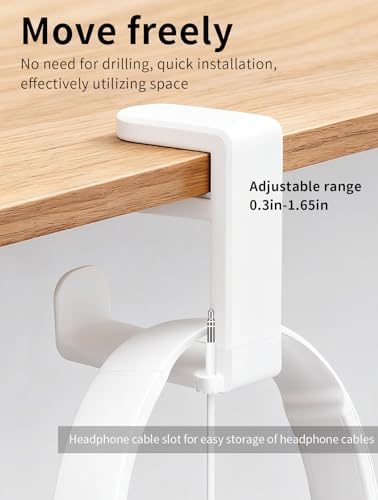 Headphone Hook，Headphone Stand，PC Gaming Headset Holder for Desk，Headset Hook，Desk Headphone Hanger，Desk Hook with 360-Degree Adjustable Rotation - Image 4