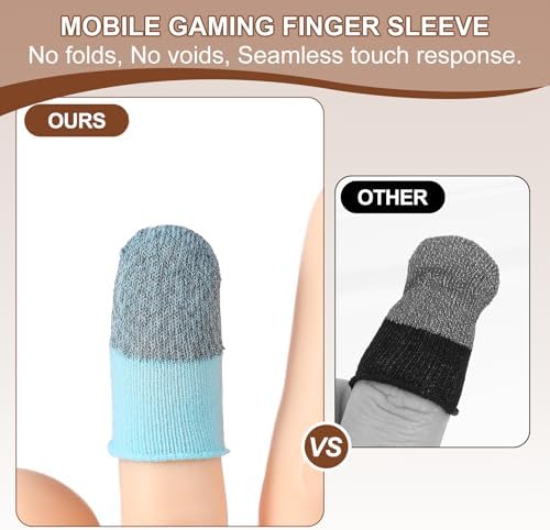 PATIKIL Controller Finger Thumb Sleeve, 40 Pack Mobile Gaming Finger Sleeve Silver Fiber Tip Gloves Anti-Sweat Breathable for Game Phone Touchscreen Devices, Blue - Image 5