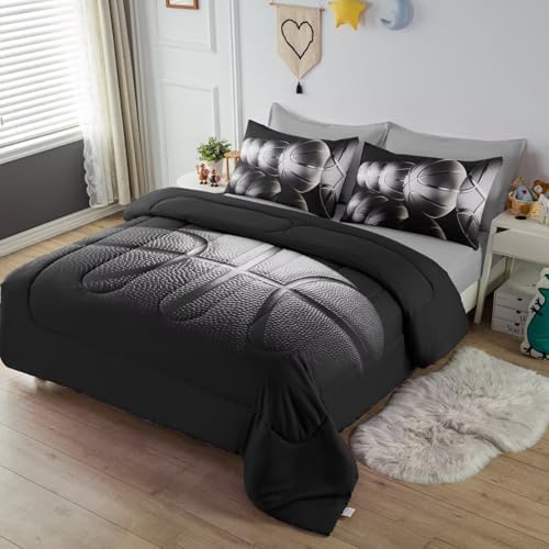 Basketball Comforter Set Queen Size for Boys Kids Teens All Season Sports Theme Basketball Bedding Sets Teenage Bedrooom Bed Set 3 Pieces with Pillowcases, - Image 4