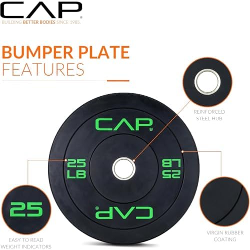 CAP 2-inch Olympic Bumper Plate Weight Set | 100-370 lbs | Multiple Colors | Storage Rack Optional - Image 3