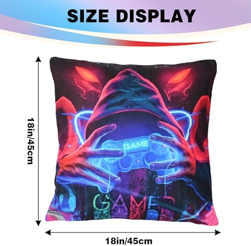 Gamer Gifts for Teen Boys， Gaming Boy Room Decor, Gaming Accessories for Teen Boy, Gamer Pillow Case Flannel Material， 4-Pack 18x18 inches (No Inserts) - Image 5