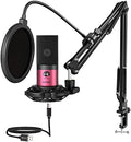 FIFINE T669 Rose Red Podcast Microphone Kit with Boom Arm for Recording by FIFINE