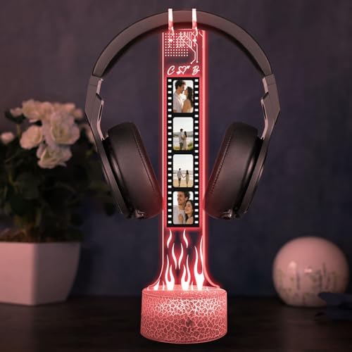 Personalized RGB LED Headphone, Custom Couple Photo Headset Holder, Gaming Decor Gift for Boyfriend, Valentines Day Gift for Him, Custom Couple Gifts, Gifts for Gamers, Photo Headphone - Image 7
