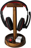 Headphone Stand, Solid Acacia Wood Headset Holder with Tray, Desk Organizer by Wrightmart