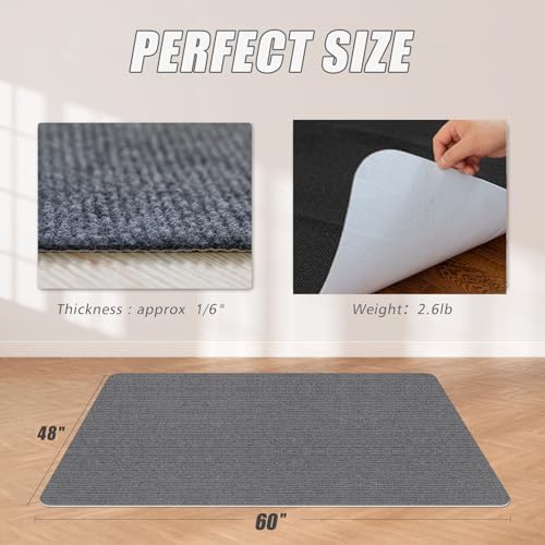 Sycoodeal Office Chair Mat for Hardwood Floor,Office Computer Gaming Chair Mat for Tile Floor,Large Floor Protector Rug,Anti-Slip,Easy to Clean,Grey(48"x60") - Image 3