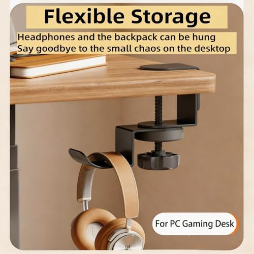 Heavy Duty Desk Hook Clamp(1 PCS), 360° Rotating Backpack Hanger with Height Adjustment, No Drill Headphone Holder, Purse Hook for Table, Bag Hanger, Gifts for Gamers, Office Desk Gaming Accessories - Image 5