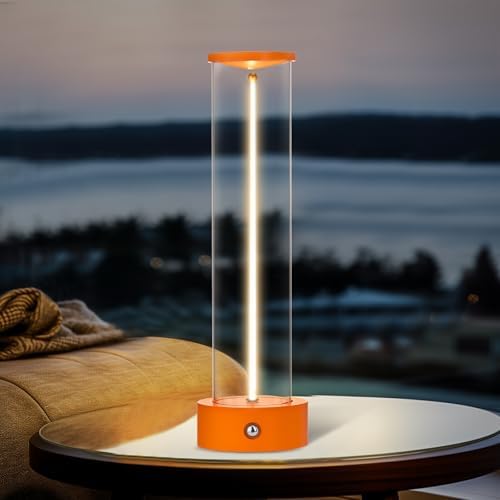 Mini Minimalist Tabe Lamp with Breathing Effect, Cordless LED Desk Lamp Rechargeable Modern Night Lights Portable for Gaming, Home Office, Bedroom, Living Room, Kitchen, Bar, Restaurant (orange) by HAPYGILightings