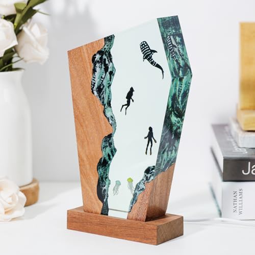 Whale Shark Ocean Resin Lamp, Handmade Resin Night Light with USB Port - Image 2