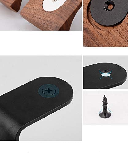 KiaoTime Headphone Hanger Headset Stand Hook Walnut Wood Headphone Holder Rack Hook Desk Tabletop Wall Mount Tape Under-Desk Headphone Hanger Holder, Universal Fit (Wall Mount) - Image 3