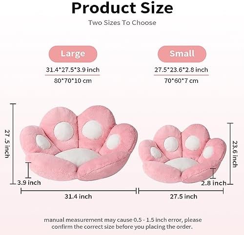 Ditucu Cat Paw Cushion Kawaii Chair Cushions 27.5 x 23.6 inch Cute Stuff Seat Pad Comfy Lazy Sofa Office Floor Pillow for Gaming Chairs Room Decor Pink - Image 3