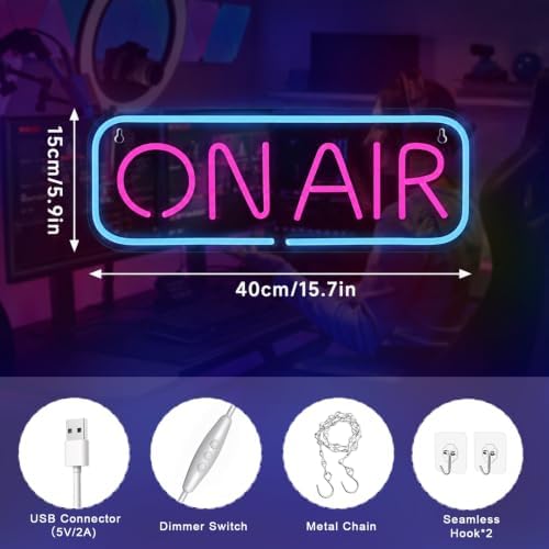 Live On Air Neon Sign for Wall USB Powered Neon Light for Streaming/Gaming/Recording Studio Decor, Streaming Lights for Streamers/Gamers/Influencers On Air LED Sign for Man Cave &Game Room Decor - Image 5
