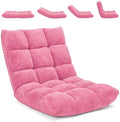 Moccha 14-Position Floor Chair, Folding Sofa Chair with Back Support, Memory Foam Floor Gaming Chairs for Adults, Adjustable Padded Couch Recliner Sleeper Bed for Reading, Meditating, Pink by LDAILY