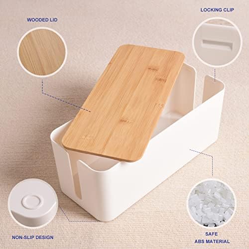 Tuwechen Cable Management Box, Wooden Style Cord Organizer Box - Image 4