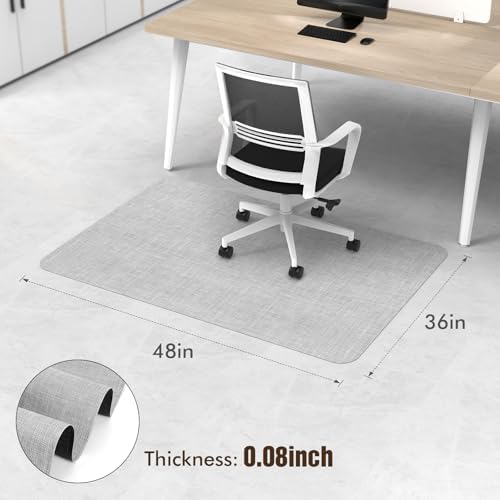 Blvornl Office Chair Mat for Hardwood Floor, Computer Chair Mat, 36"x 48" | Waterproof, easy to clean, suitable for hardwood, laminate, Rattan Woven Pattern, Durable Solid PVC Material, Light Grey - Image 2