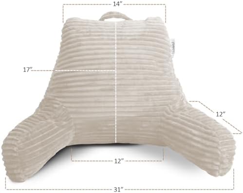 Nestl Reading Pillow with Shredded Memory Foam, Luxe Cut Plush Back Pillow for Sitting Up in Bed, Back and Arms Adjustable Support for Adult & Teens, Backrest Pillows with Washable Cover Linen - Image 5