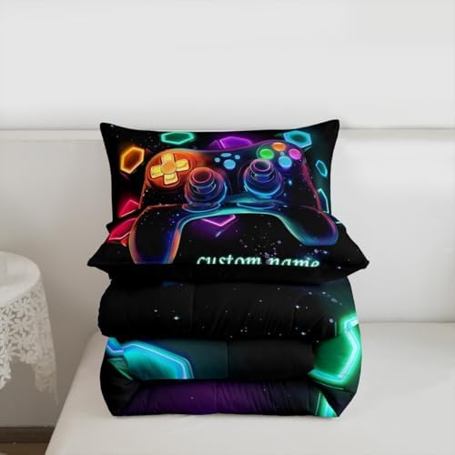 Erosebridal Customized Game Consoles Toddler Bedding Sets for Boys, Personalized Gaming Comforter Sets, Space Geometric Kids Comforter Set, Red Green Blue Teal, Game Room Decor, Gamer Gifts - Image 7